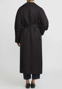 Jil Sander Long Belted Trench Coat In Ganache Brown
