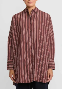 Casey Casey Long Sleeve Striped ''Ode'' Shirt In Red