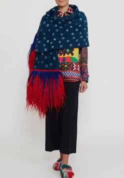 Rianna + Nina Mali Indigo Shawl With Moroccan Rug Fringe