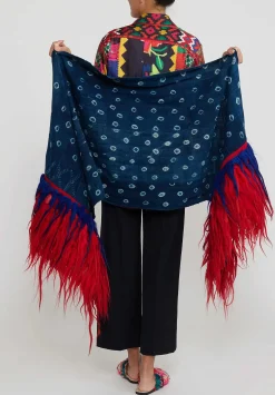 Rianna + Nina Mali Indigo Shawl With Moroccan Rug Fringe