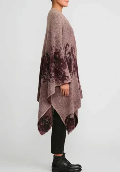 Avant Toi Merino Hand-Painted Wool And Camel Hair Poncho In Seppia Purple