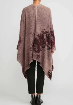 Avant Toi Merino Hand-Painted Wool And Camel Hair Poncho In Seppia Purple