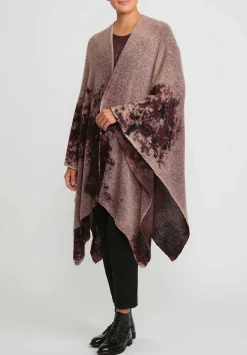 Avant Toi Merino Hand-Painted Wool And Camel Hair Poncho In Seppia Purple
