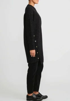 Lauren Manoogian Merino Wool And Baby Alpaca Button Tunic In Black Melange & White Fleck