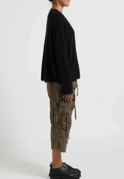 Rundholz Dip Merino Wool And Raccoon Hair V-Neck Cardigan In Black