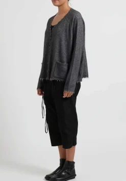 Rundholz Dip Merino Wool And Raccoon Hair V-Neck Cardigan In Grey Melange