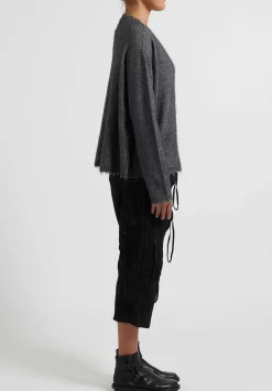 Rundholz Dip Merino Wool And Raccoon Hair V-Neck Cardigan In Grey Melange