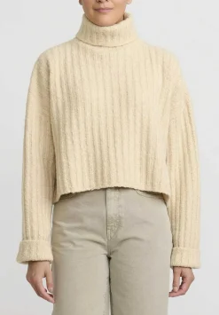Lauren Manoogian Merino Wool Plush Rib Turtleneck Sweater In Alabaster White