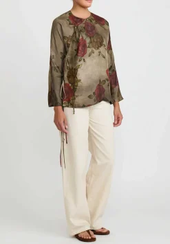 Uma Wang Moulay Thyme Top In Army Green & Red