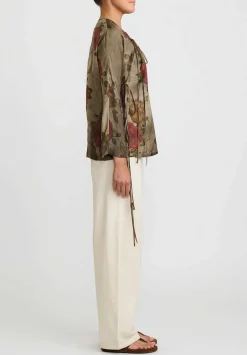 Uma Wang Moulay Thyme Top In Army Green & Red