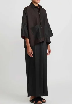 Noir Handmade Mud Silk Elvia Blouse In Black & Red