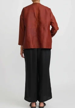 Noir Handmade Mud Silk Short Jacket In Rust Brown