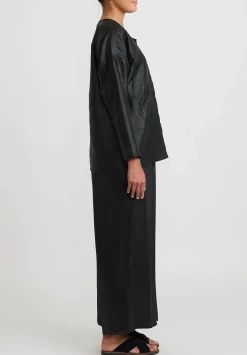 Noir Handmade Mud Silk Wide Pants In Black