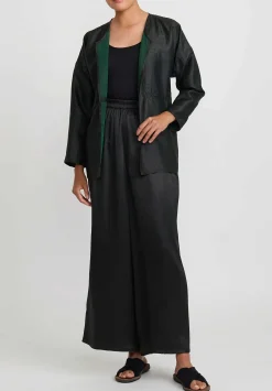 Noir Handmade Mud Silk Wide Pants In Black