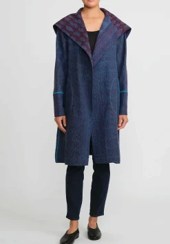 Mieko Mintz Overdyed Cotton A-Line Coat In Blue