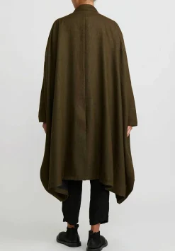 Rundholz Dip Oversized Wool And Linen Square Coat In Khaki Green