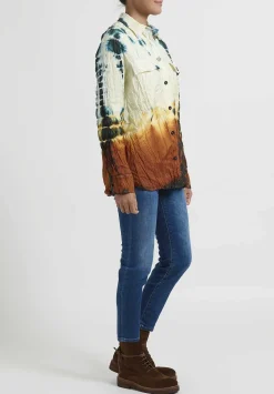 Jil Sander+ Padded Tie Dye Shirt In Green & Brown