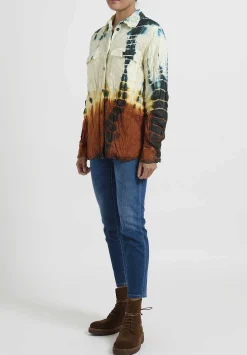 Jil Sander+ Padded Tie Dye Shirt In Green & Brown