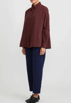 Casey Casey Paper Cotton And Linen ''Bee'' Pants In Ink Blue