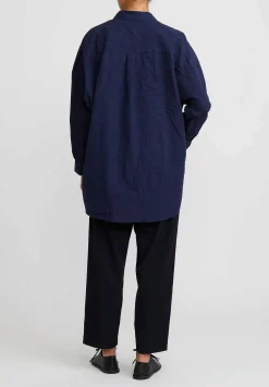 Casey Casey Paper Cotton Shirt In Navy Blue