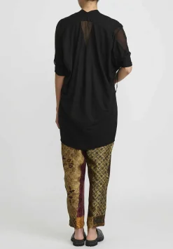 Masnada Patchwork Pattern Pants In Tezpur Gold & Red
