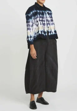 Gilda Midani Pattern Dyed Corduroy Pocket Shirt In Blue Indigo Row