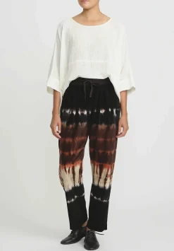 Gilda Midani Pattern Dyed Cotton Pajama Pants In Chocolate Brown Row