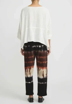 Gilda Midani Pattern Dyed Cotton Pajama Pants In Chocolate Brown Row