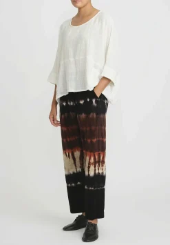 Gilda Midani Pattern Dyed Cotton Pajama Pants In Chocolate Brown Row
