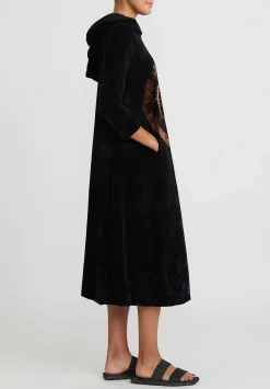 Gilda Midani Pattern Dyed Hooded Maria Dress In Fire Ring