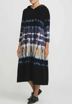 Gilda Midani Pattern Dyed Hooded Maria Dress In Blue Indigo Row