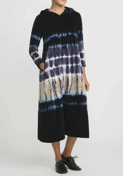 Gilda Midani Pattern Dyed Hooded Maria Dress In Blue Indigo Row