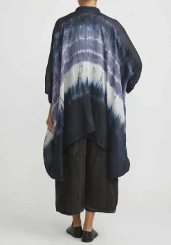 Gilda Midani Pattern Dyed Linen Square Tunic In Blue Indigo Row