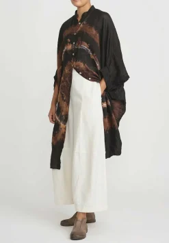 Gilda Midani Pattern Dyed Linen Square Dress In Fire Ring Black