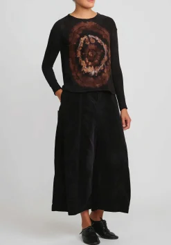 Gilda Midani Pattern Dyed Long Sleeve Trapeze Tee In Fire Ring