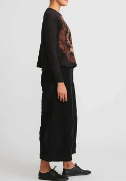 Gilda Midani Pattern Dyed Long Sleeve Trapeze Tee In Fire Ring