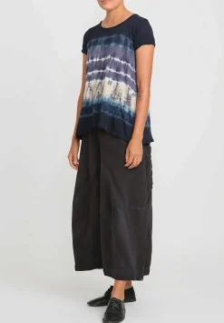 Gilda Midani Pattern Dyed Short Sleeve Monoprix Tee In Blue Indigo Row