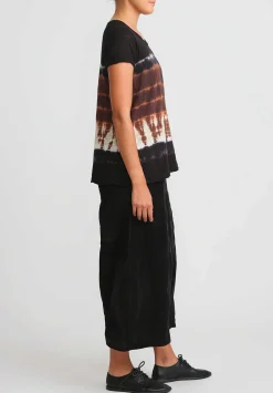 Gilda Midani Pattern Dyed Short Sleeve Monoprix Tee In Chocolate Brown Row