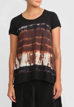 Gilda Midani Pattern Dyed Short Sleeve Monoprix Tee In Chocolate Brown Row