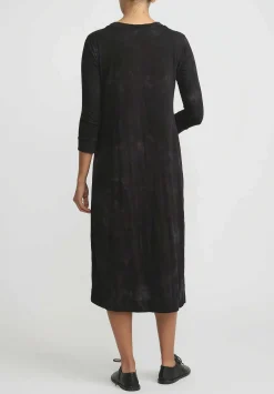 Gilda Midani Pattern Dyed Three-Quarter Sleeve Maria Dress In Fire Ring Black