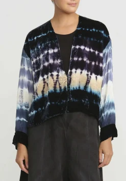 Gilda Midani Pattern Dyed Velvet Gilet Jacket In Blue Indigo Row