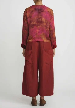 Gilda Midani Pattern Dyed Velvet Gilet Jacket In Mars Red