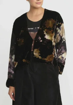 Gilda Midani Pattern Dyed Velvet Gilet Jacket In Canyon Brown