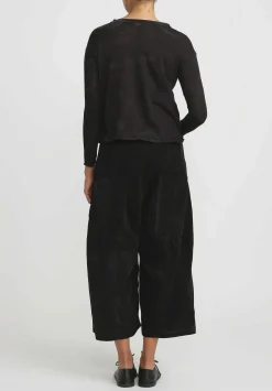 Gilda Midani Pattern Dyed V-Neck Long Sleeve Trapeze Top In Fire Ring Black