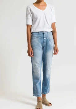 Closed Pedal Pusher Distressed Jeans In Vintage