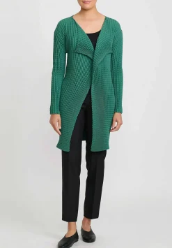 Issey Miyake Plaster Pleats V-Neck Cardigan In Black