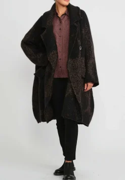 Rundholz Raccoon Hair And Virgin Wool Knit Coat In Kaffee Brown & Black