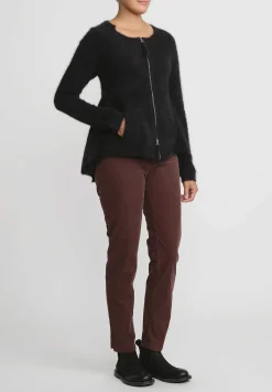 Rundholz Raccoon Hair Flared Zip Cardigan In Black