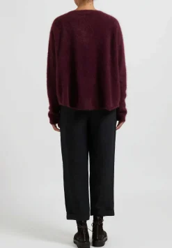 Rundholz Racoon Hair Knit Cardigan In Umbra Merlot Red