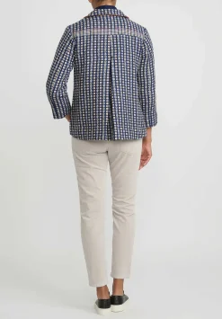 Péro Reversible Wool A-Line Jacket In Bue Dots & Plaid